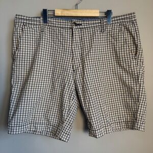 U.S. Polo Assn. Plaid Shorts Men's Size 38 Flat Front Casual Tan‎ Black Check